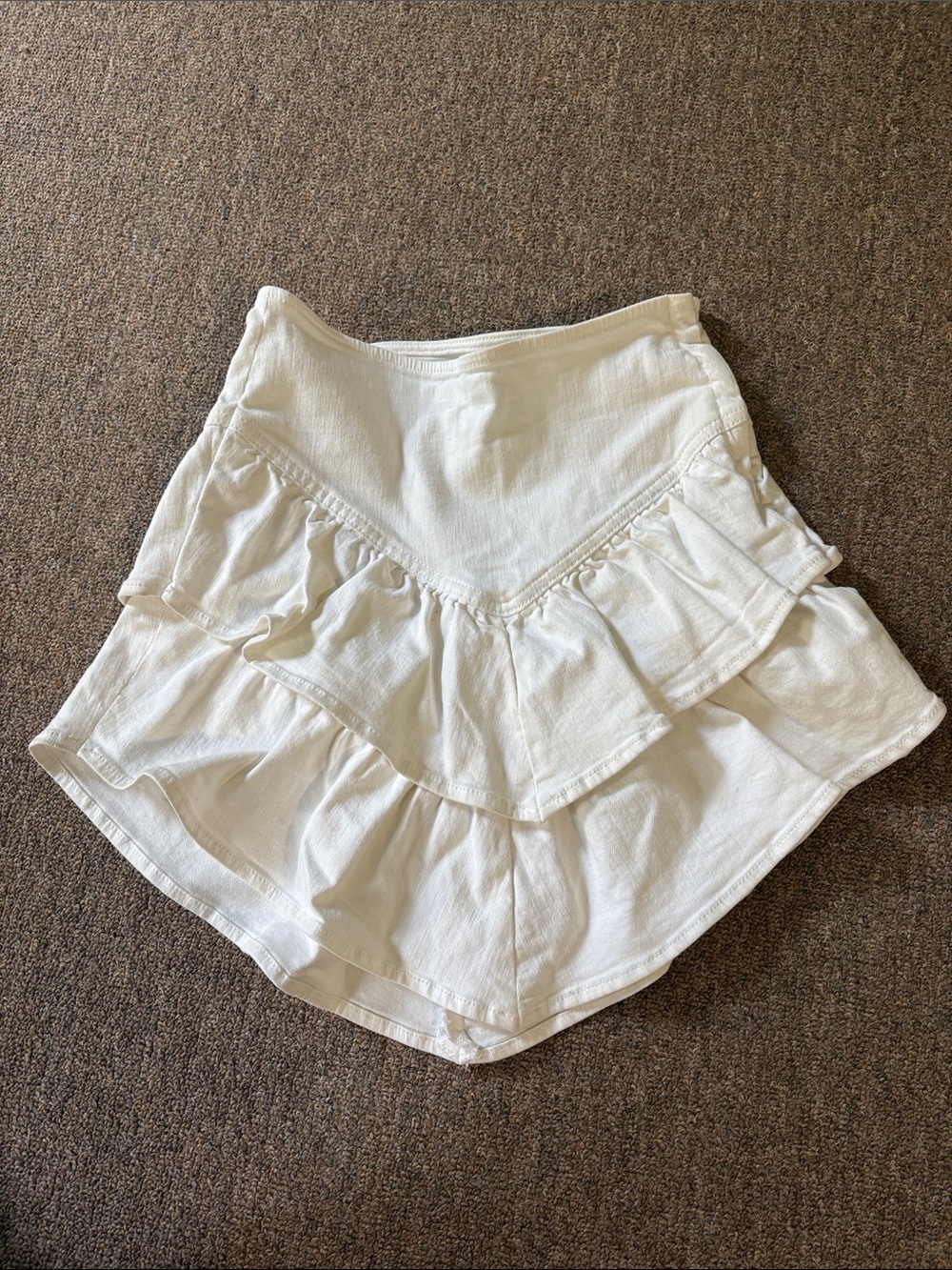 MOTHER White Ruffle-Layer Mini Skirt